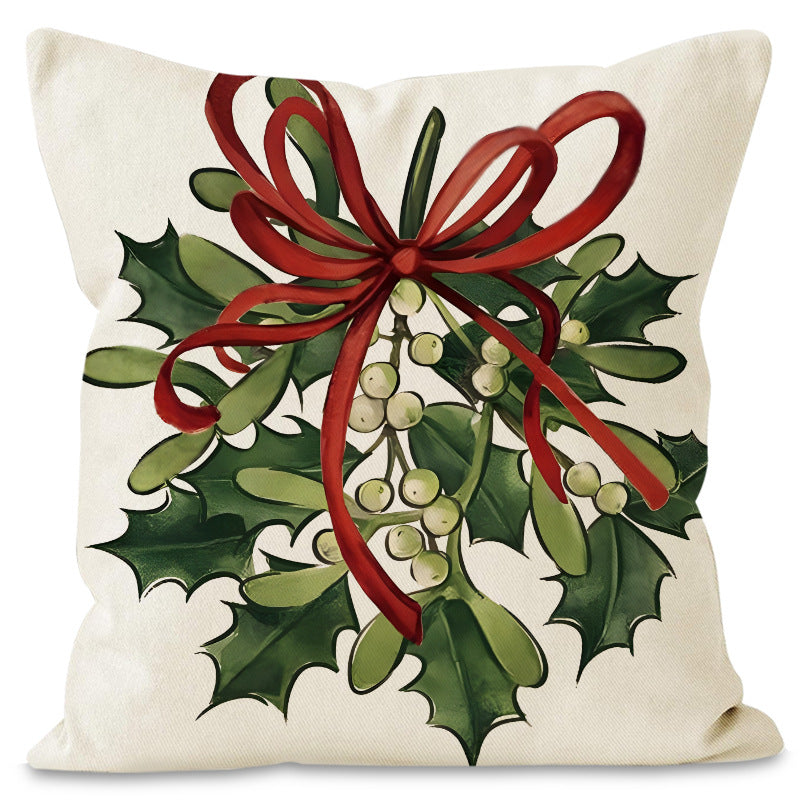 Christmas Pillow Cover – Festive Linen-Look Home Decor