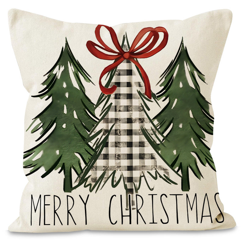 Christmas Pillow Cover – Festive Linen-Look Home Decor