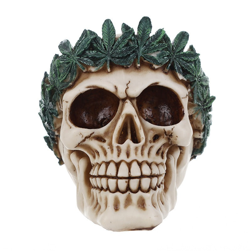 Skull Ornament Decor With Botanical Gothic Details