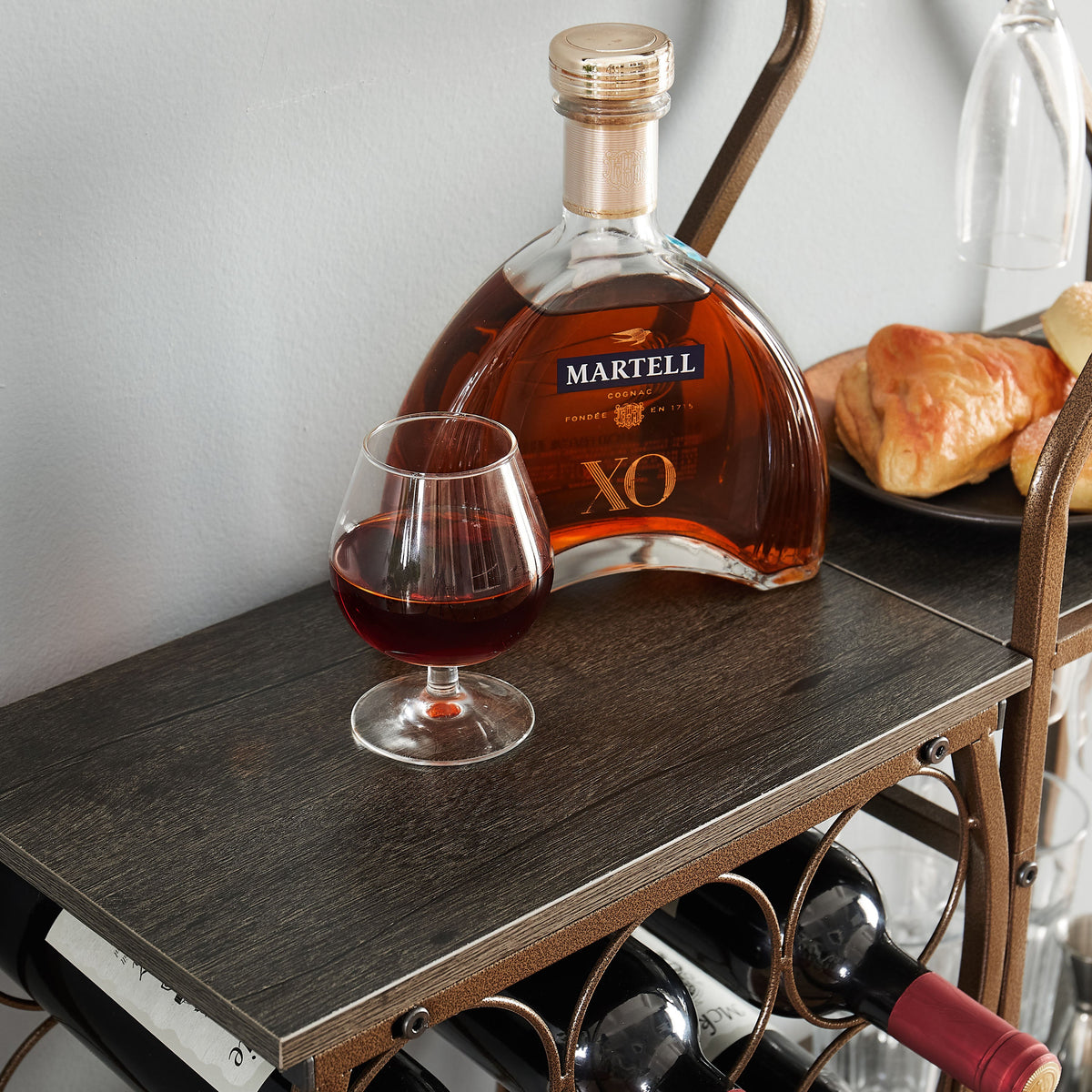 Freestanding Wine Rack with Glass Holder, 11 Bottles