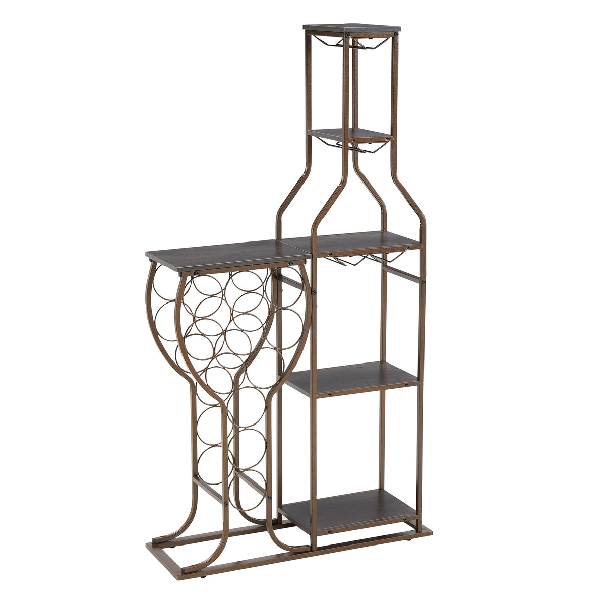 Freestanding Wine Rack with Glass Holder, 11 Bottles