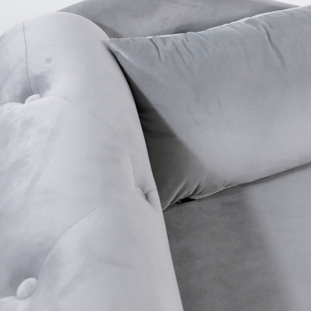 Grey Velvet Chaise Lounge with Storage for Bedroom
