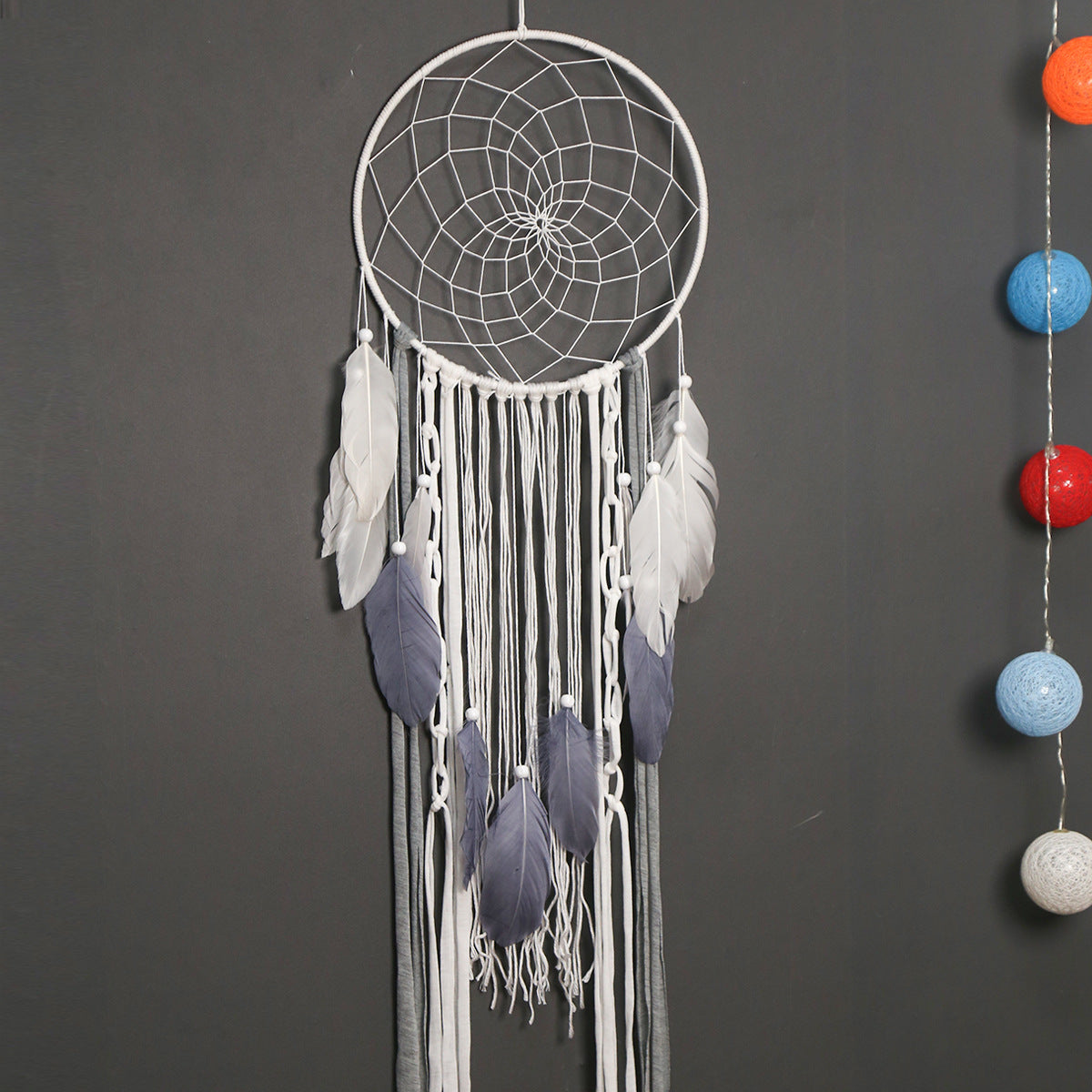 Grey Dream Catcher Wall Hanging for Boho Wall Decor