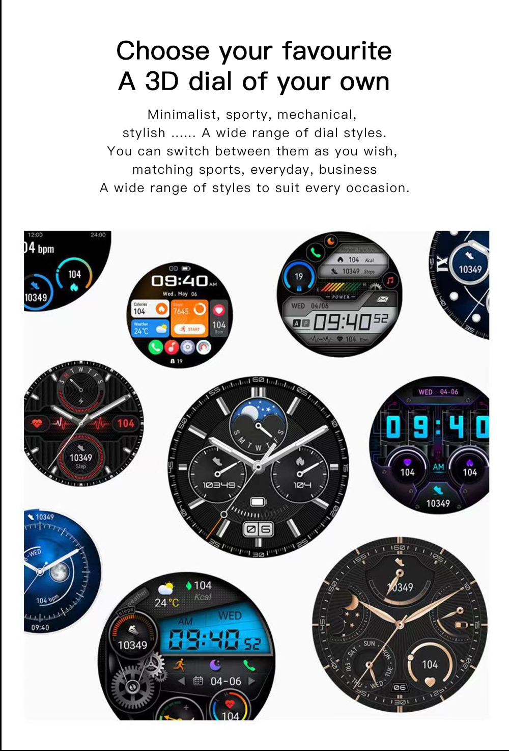 Round Smartwatch with Heart Rate & Blood Oxygen Tracking