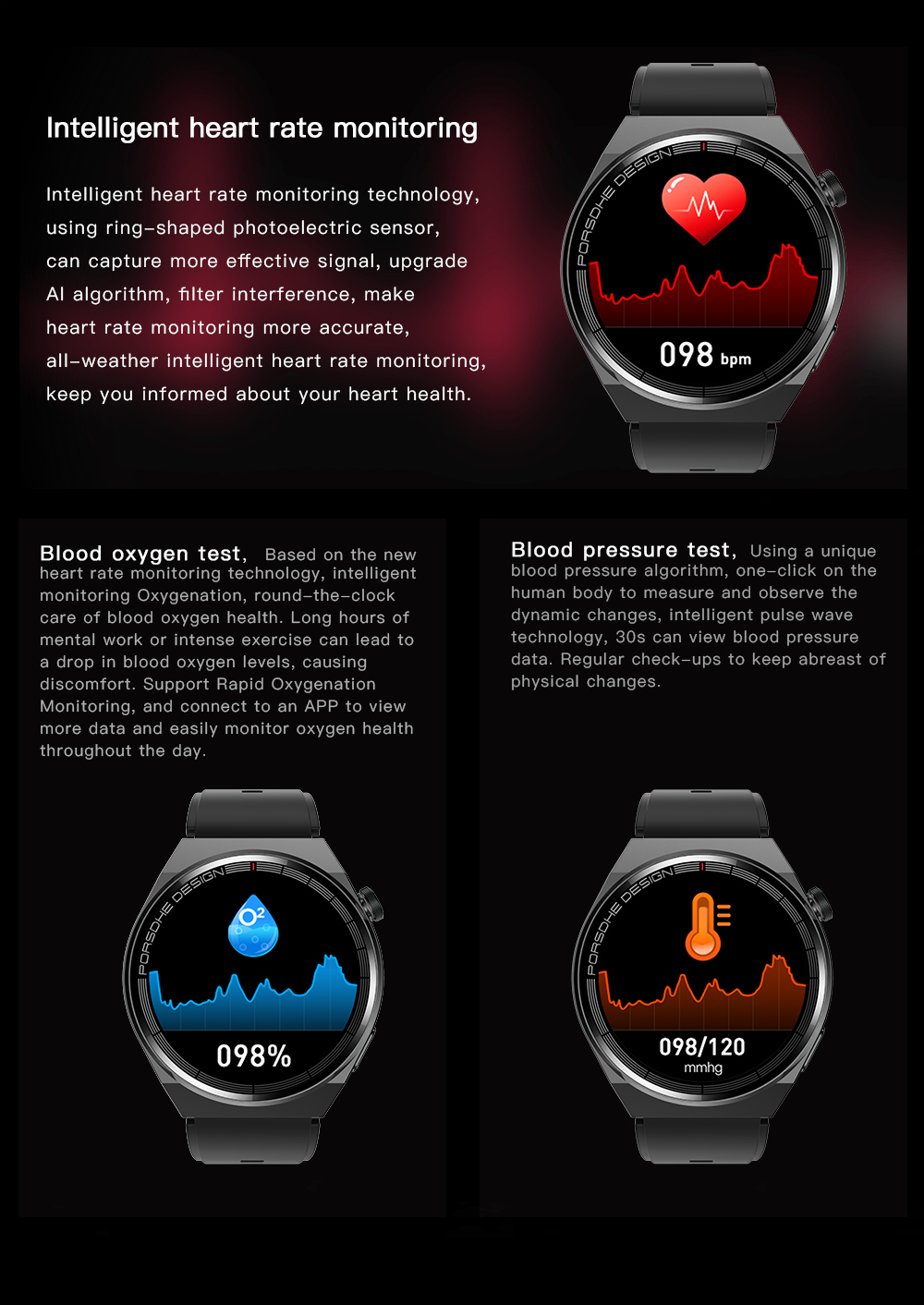 Round Smartwatch with Heart Rate & Blood Oxygen Tracking