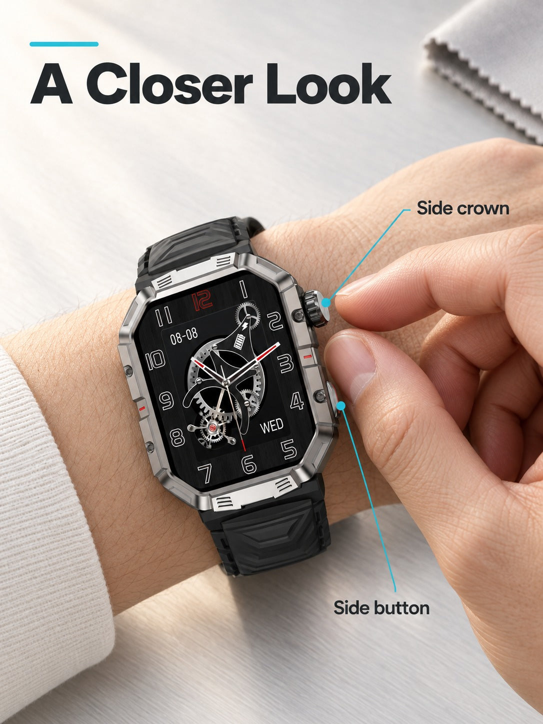 Rugged Military Smartwatch with Bluetooth Calling & NFC