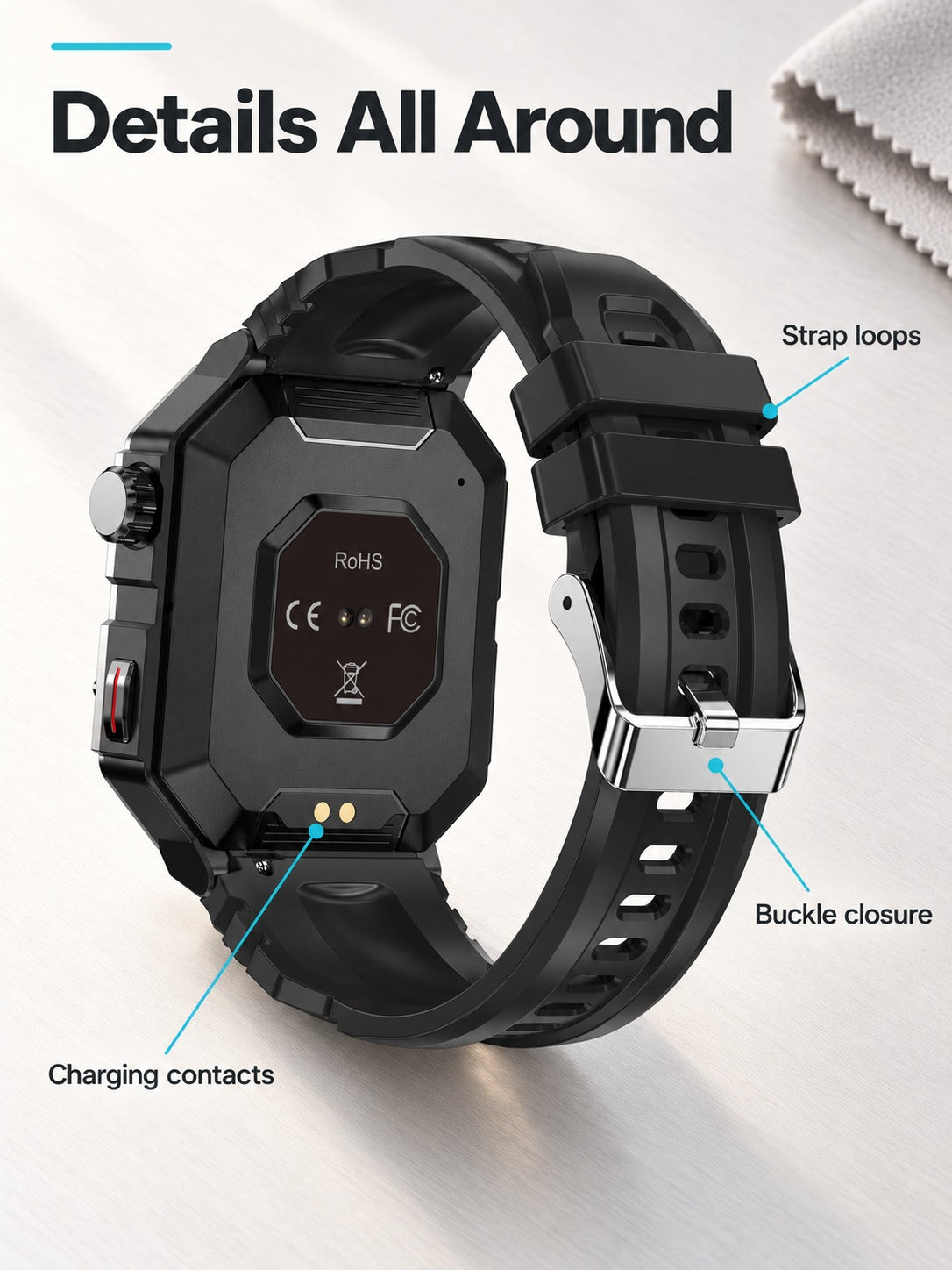 Rugged Military Smartwatch with Bluetooth Calling & NFC