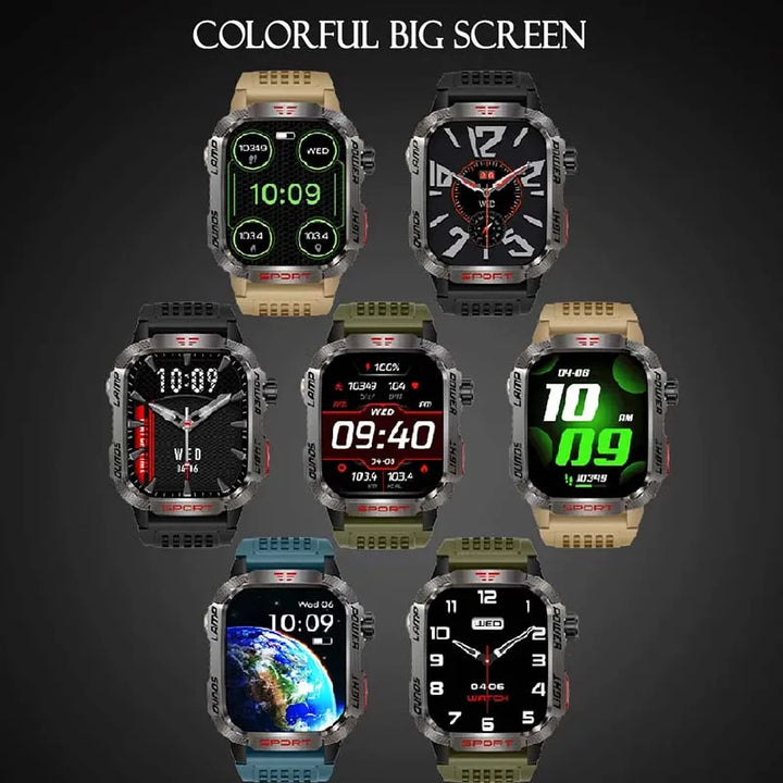 Rugged Smartwatch with Bluetooth Calls and Heart Rate