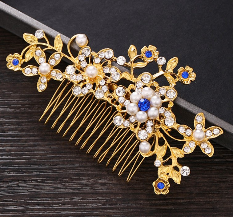 Bridal Hair Comb with Crystal and Pearl Accents for Updos