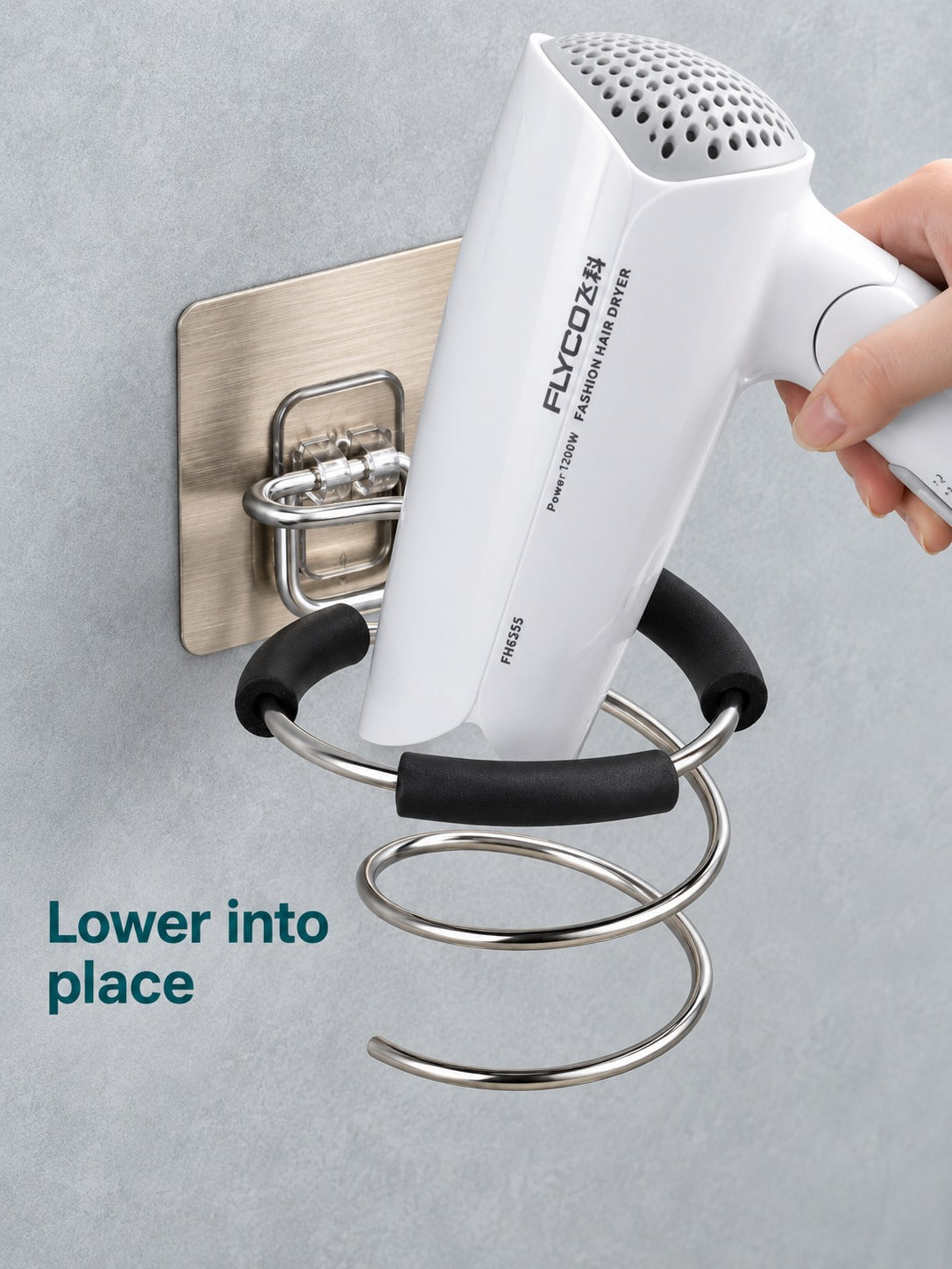 Hair Dryer Holder Wall Mount, No-Drill Stainless Steel