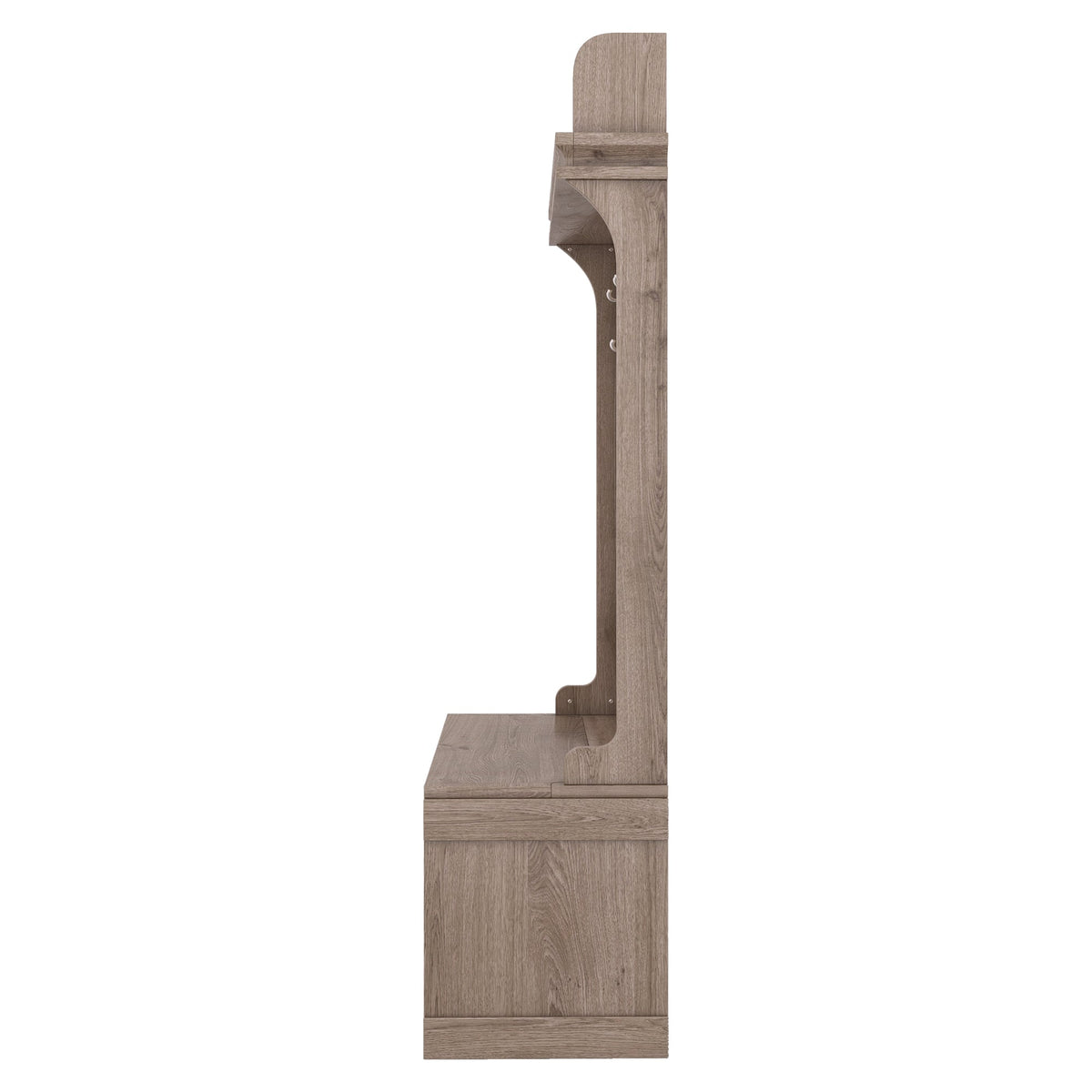 Oak Entryway Hall Tree with Storage Bench and Hooks