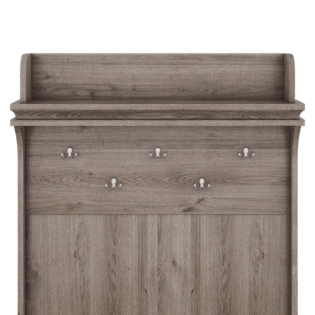 Oak Entryway Hall Tree with Storage Bench and Hooks