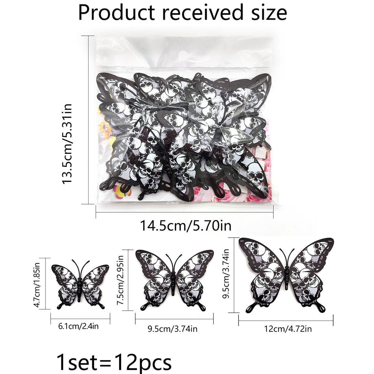 Halloween Wall Stickers — 3D Butterfly & Bat Decor
