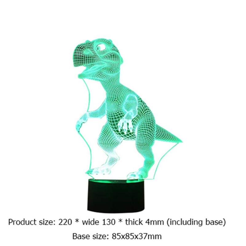 3D Dinosaur LED Lamp: Colorful Touch-Control Night Light