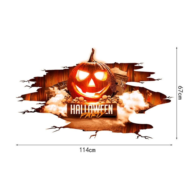 Halloween Floor Decal – 3D Pumpkin Cracked-Floor Illusion