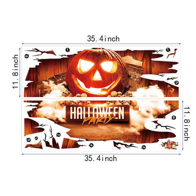 Halloween Floor Decal – 3D Pumpkin Cracked-Floor Illusion
