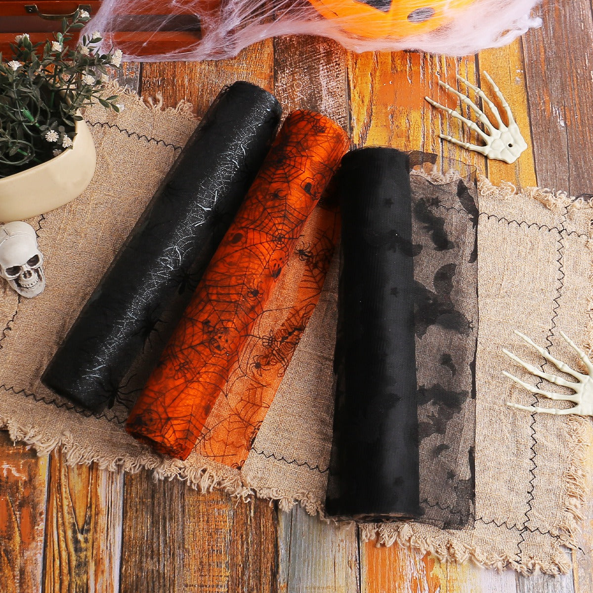Halloween Mesh Table Runner for Spooky Party Decor
