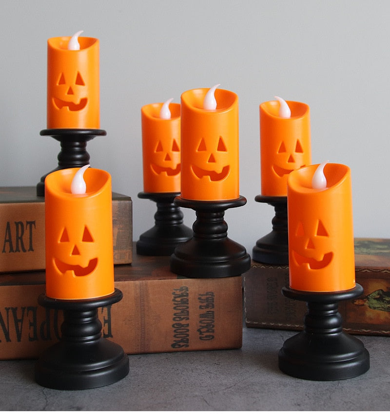 Flameless Jack-O-Lantern LED Candle for Halloween Decor
