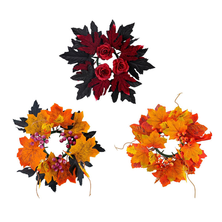 Halloween Candle Wreath Fall Tabletop Centerpiece Decor