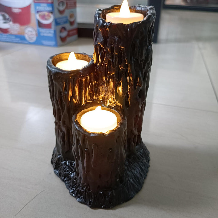 Halloween Melting Candle Holder With Gothic Amber Glow
