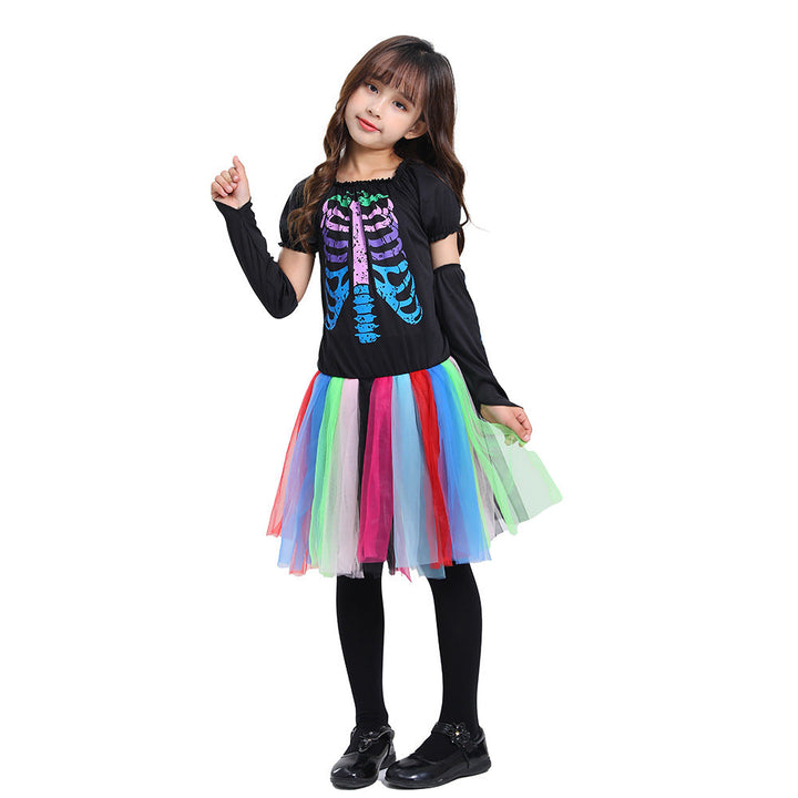 Rainbow Skeleton Halloween Costume Outfit for Kids