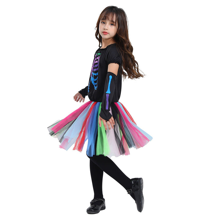 Rainbow Skeleton Halloween Costume Outfit for Kids
