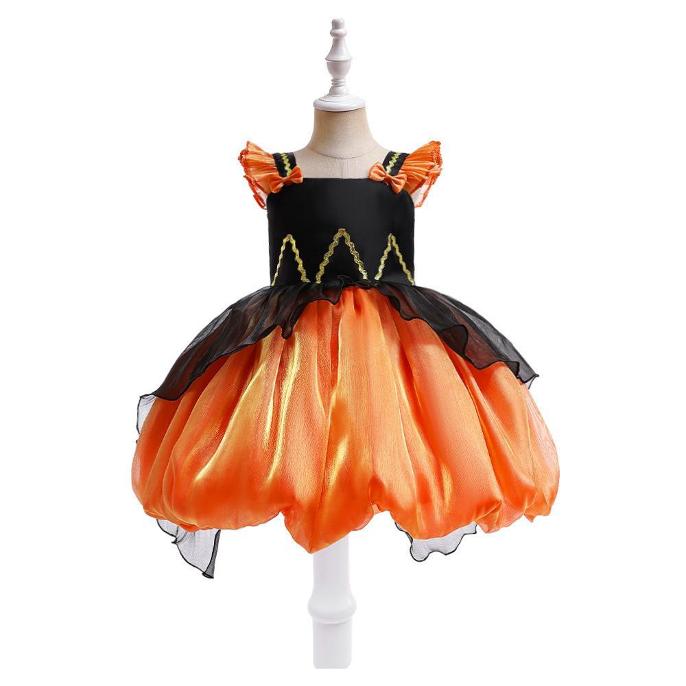 Girls' Witch Costume Dress – Pumpkin Halloween Cosplay