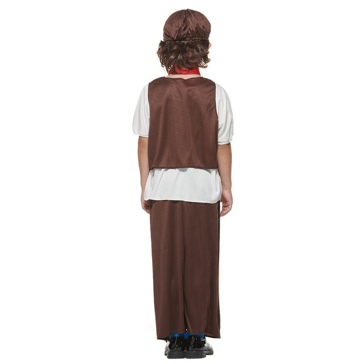 Boys Victorian Halloween Costume With Cap, Vest & Scarf