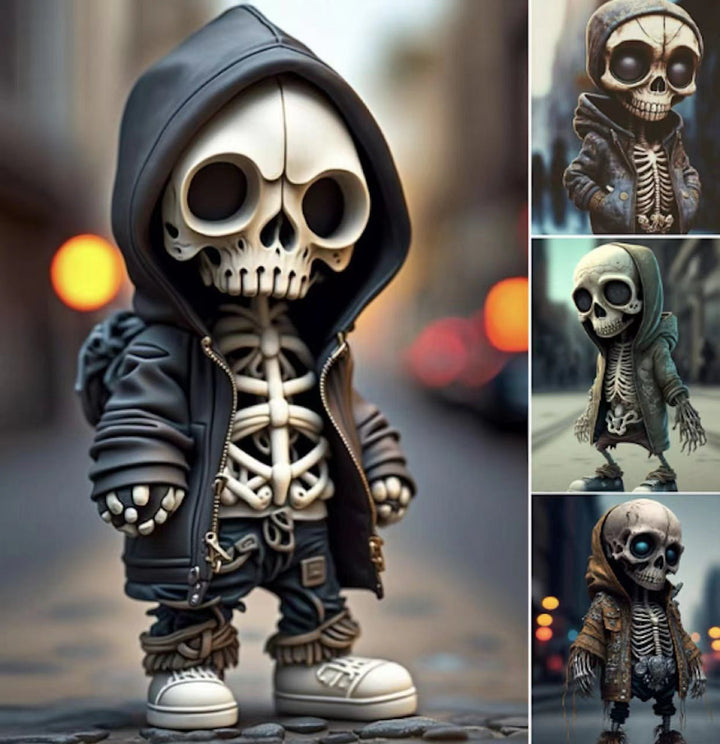 Hooded Skeleton Figurine for Gothic Halloween Decor