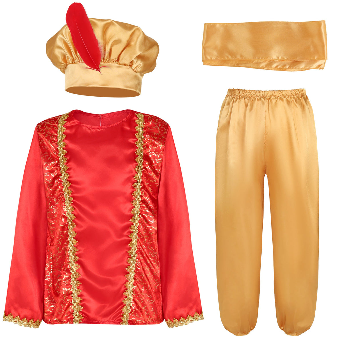 Children's Aladdin Prince Costume With Feathered Hat