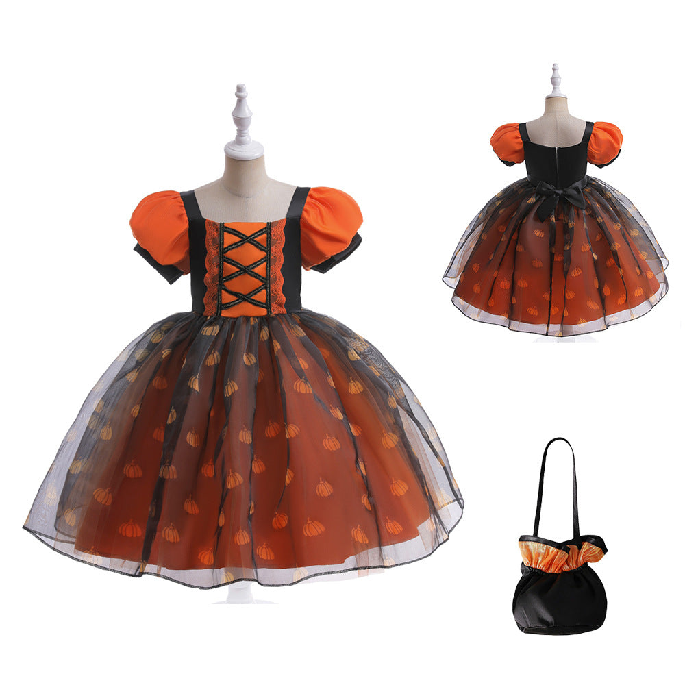 Girls' Halloween Costume Dress With Dramatic Tulle