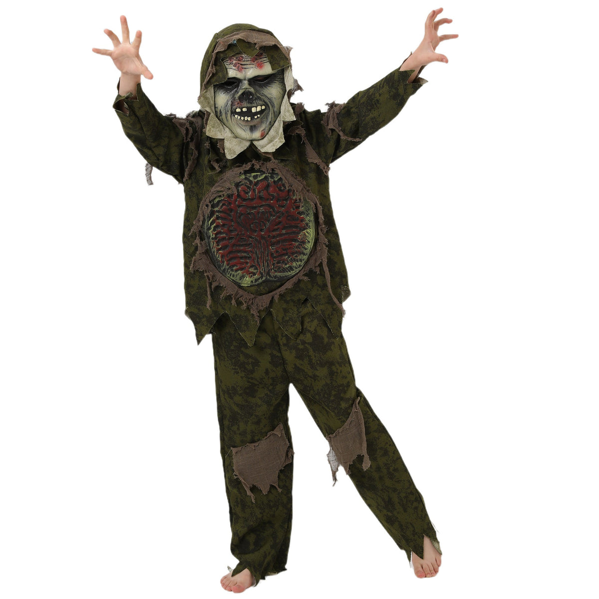 Kids Swamp Monster Halloween Costume With Scary Mask