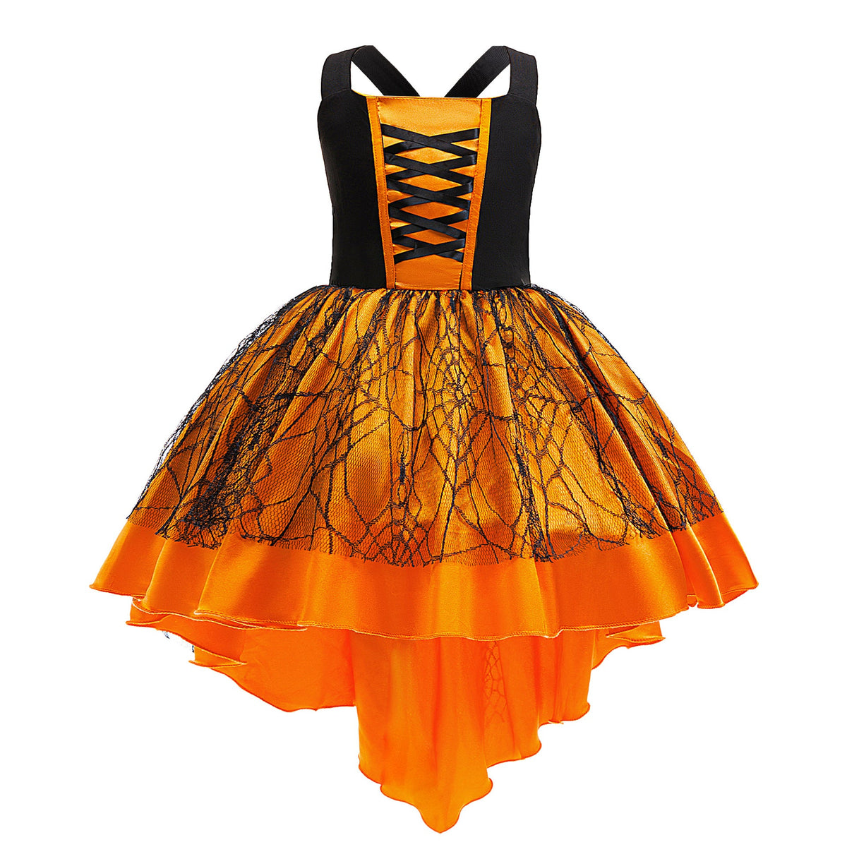 Girls Halloween Costume Dress With Dramatic Trail Skirt