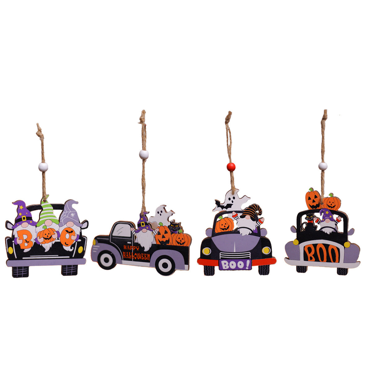 Halloween Wooden Car Ornaments - Set of 2 Tiered Tray Decor