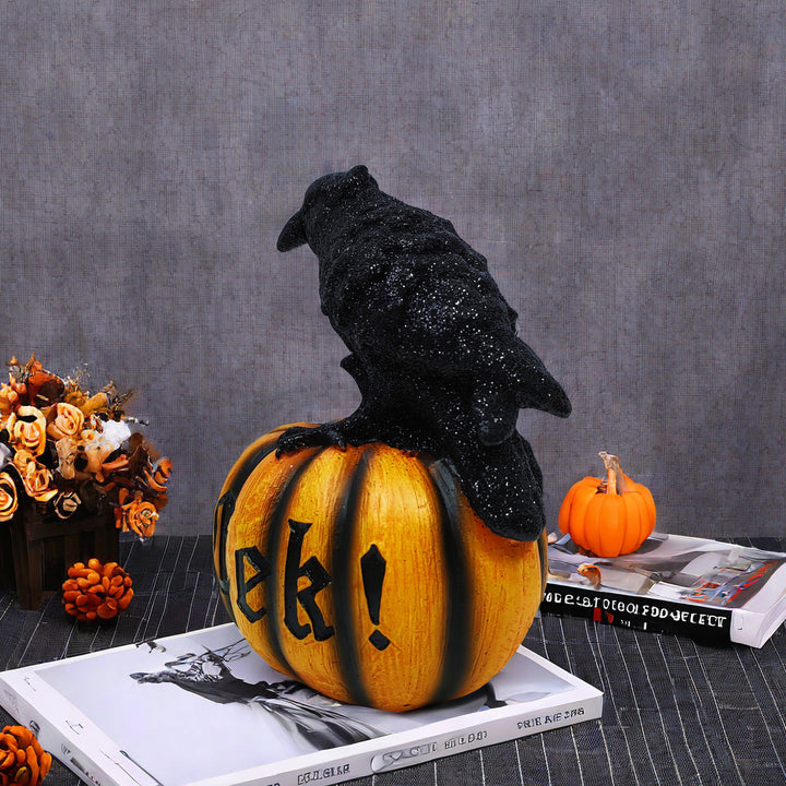 Halloween Crow Pumpkin Ornament for Spooky Displays