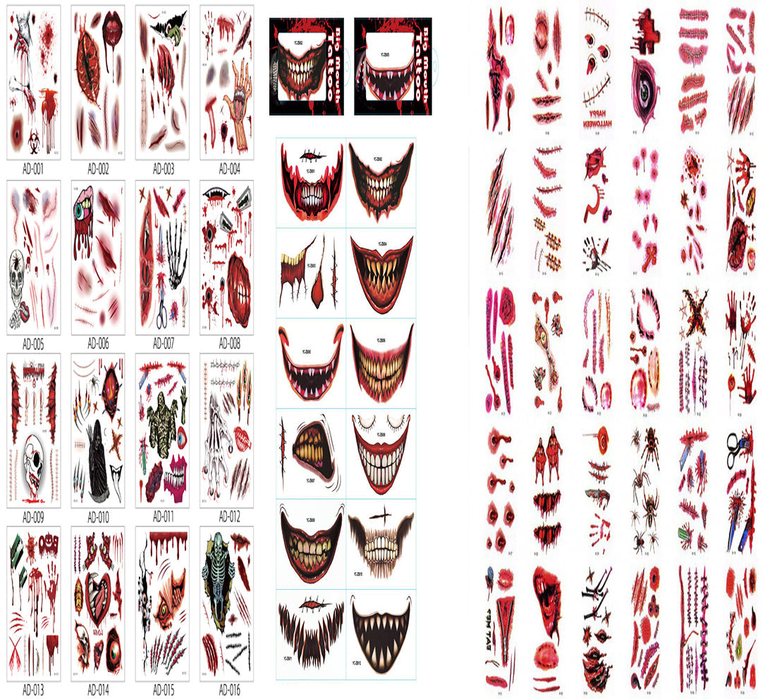 Halloween Temporary Tattoo Stickers for Scary Scars