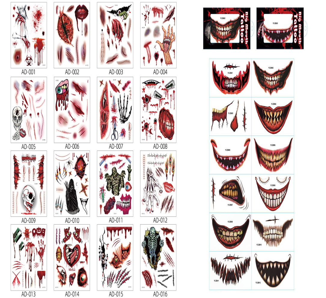 Halloween Temporary Tattoo Stickers for Scary Scars