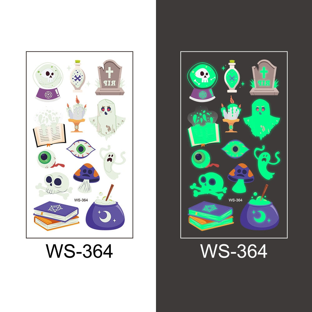 Glow-in-the-Dark Temporary Halloween Tattoos for Kids