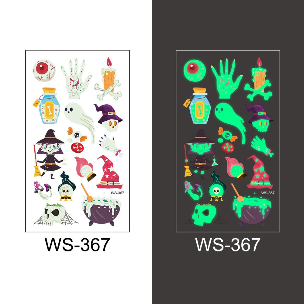 Glow-in-the-Dark Temporary Halloween Tattoos for Kids
