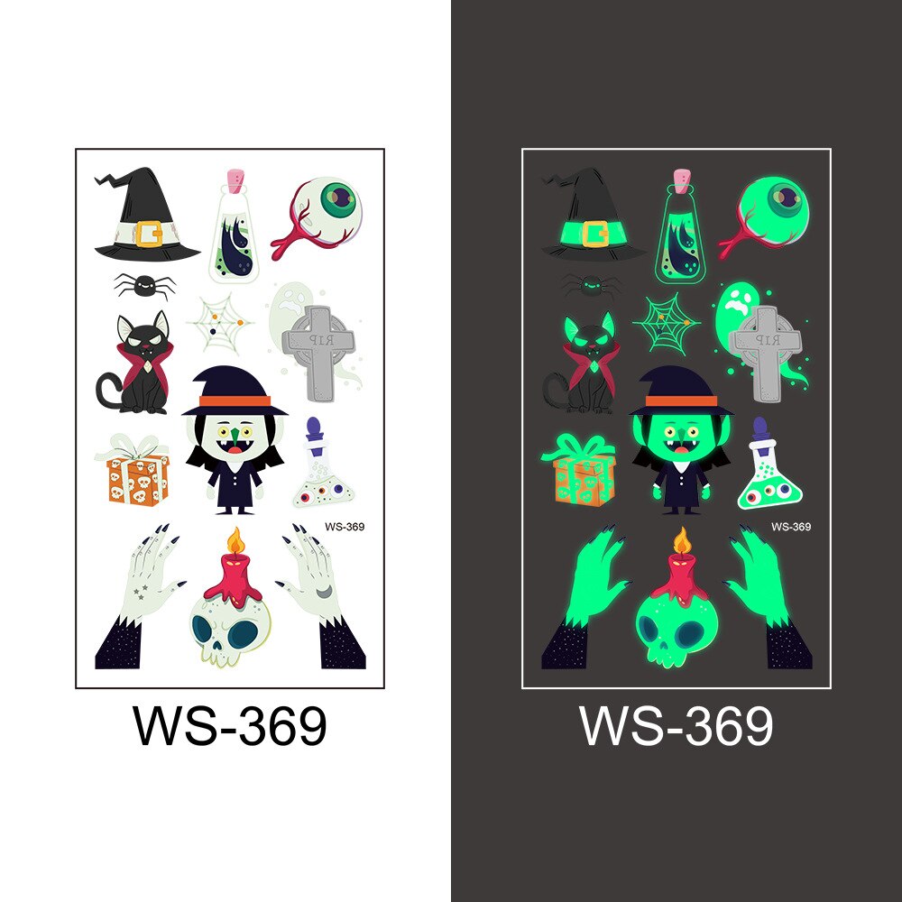 Glow-in-the-Dark Temporary Halloween Tattoos for Kids