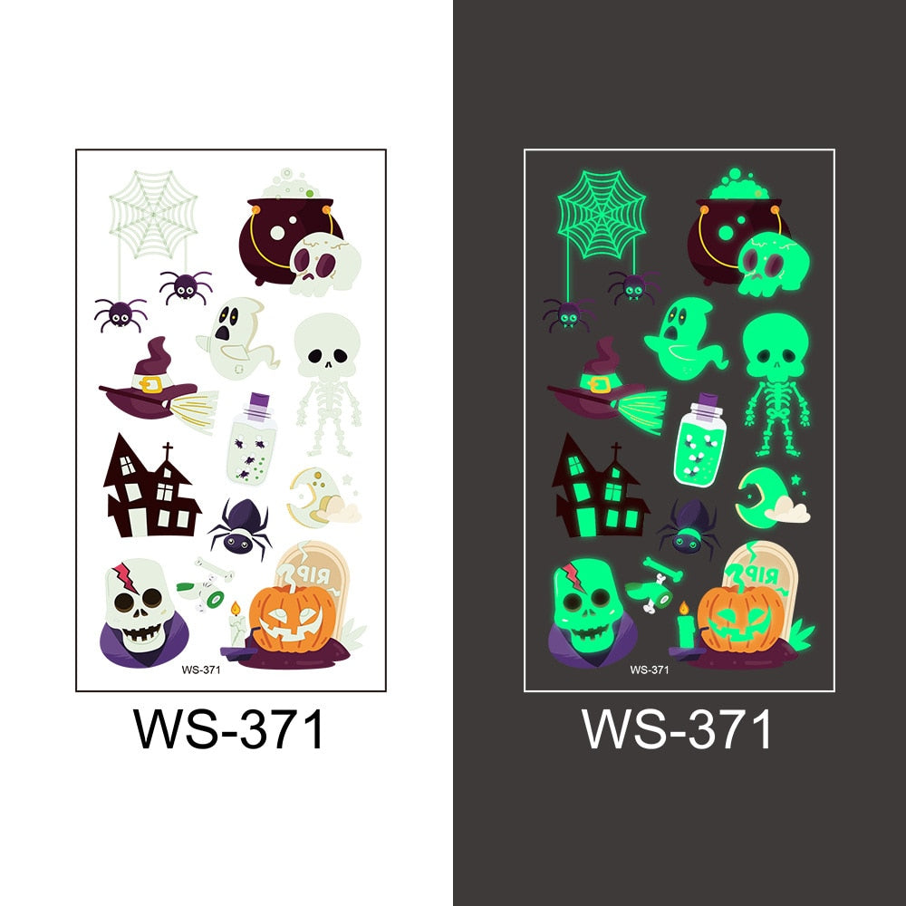 Glow-in-the-Dark Temporary Halloween Tattoos for Kids