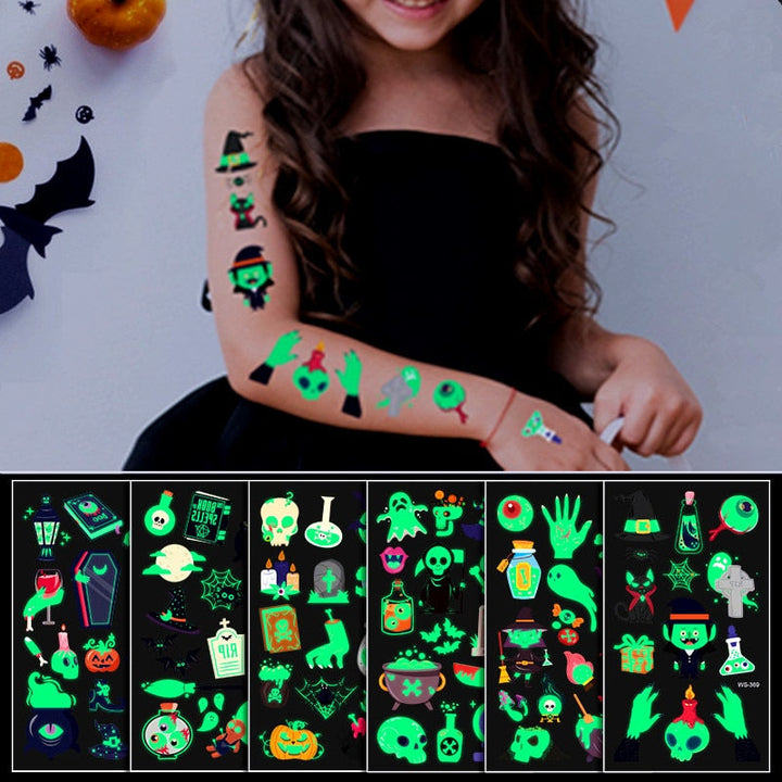 Glow-in-the-Dark Temporary Halloween Tattoos for Kids