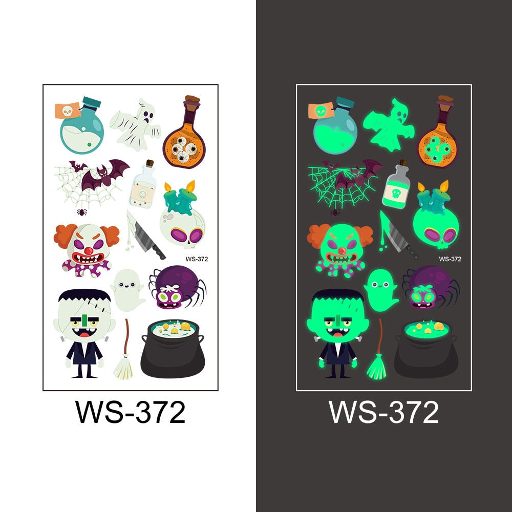 Glow-in-the-Dark Temporary Halloween Tattoos for Kids