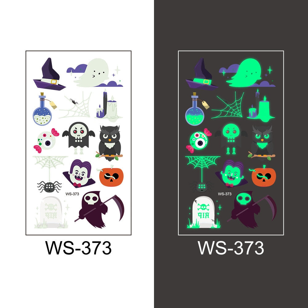Glow-in-the-Dark Temporary Halloween Tattoos for Kids