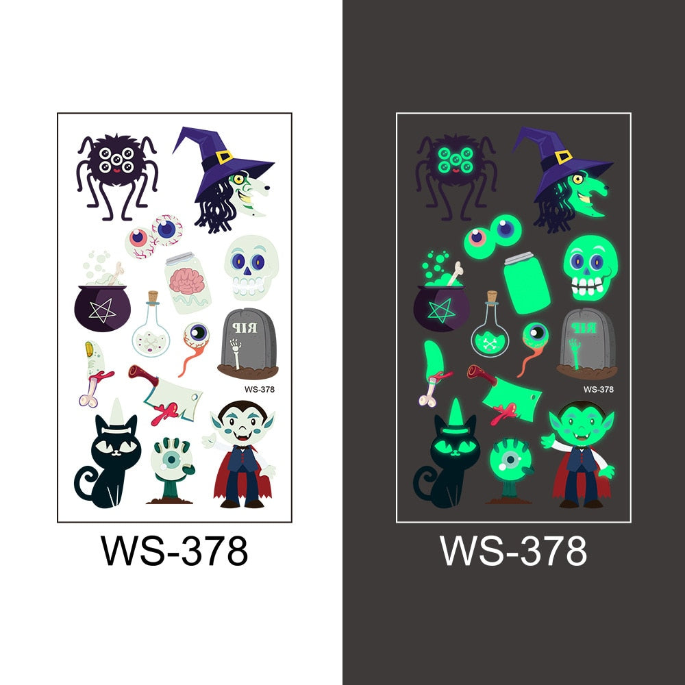 Glow-in-the-Dark Temporary Halloween Tattoos for Kids