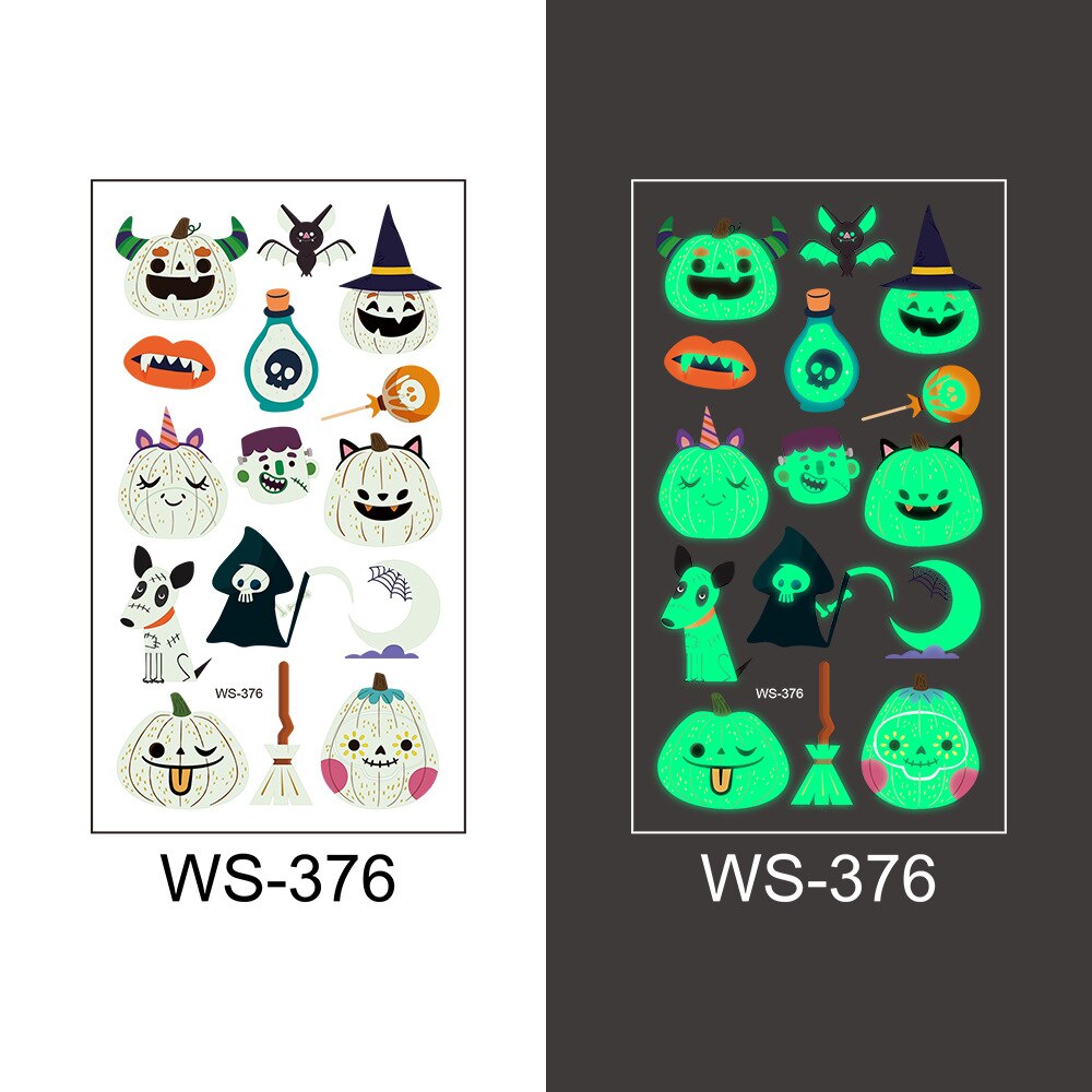 Glow-in-the-Dark Temporary Halloween Tattoos for Kids