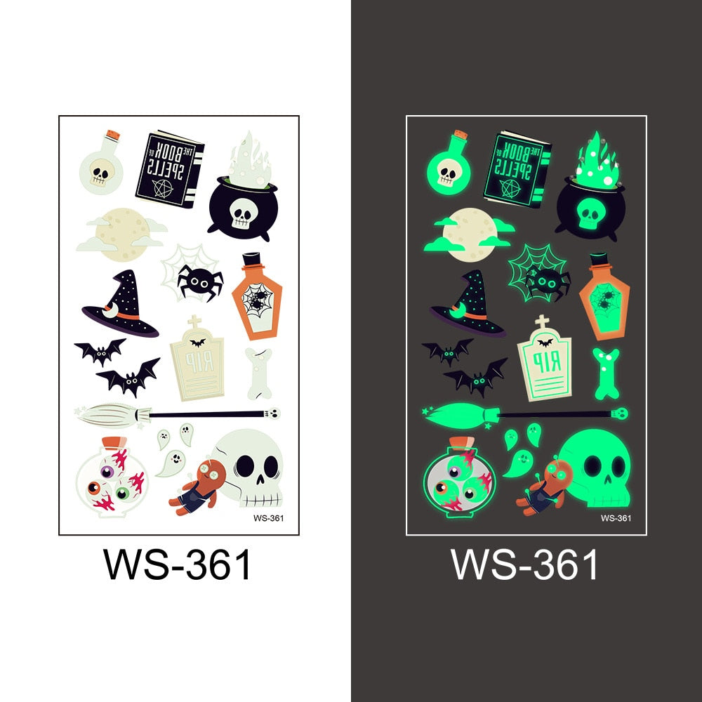 Glow-in-the-Dark Temporary Halloween Tattoos for Kids