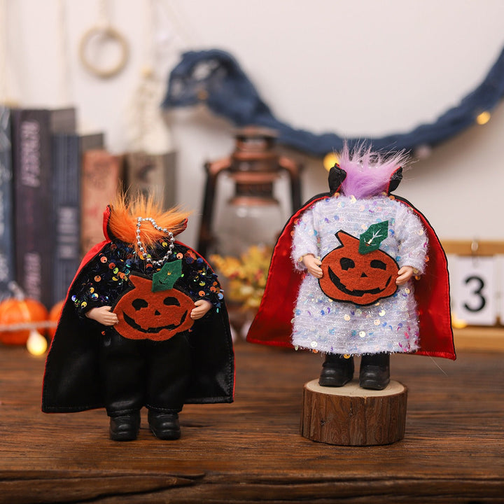Halloween Pumpkin Ornaments, Sparkly Character Pair