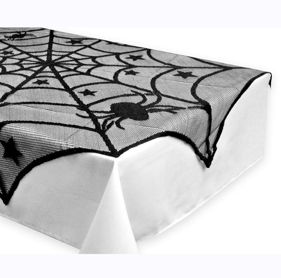 Black Spiderweb Table Runner for Halloween Party Decor