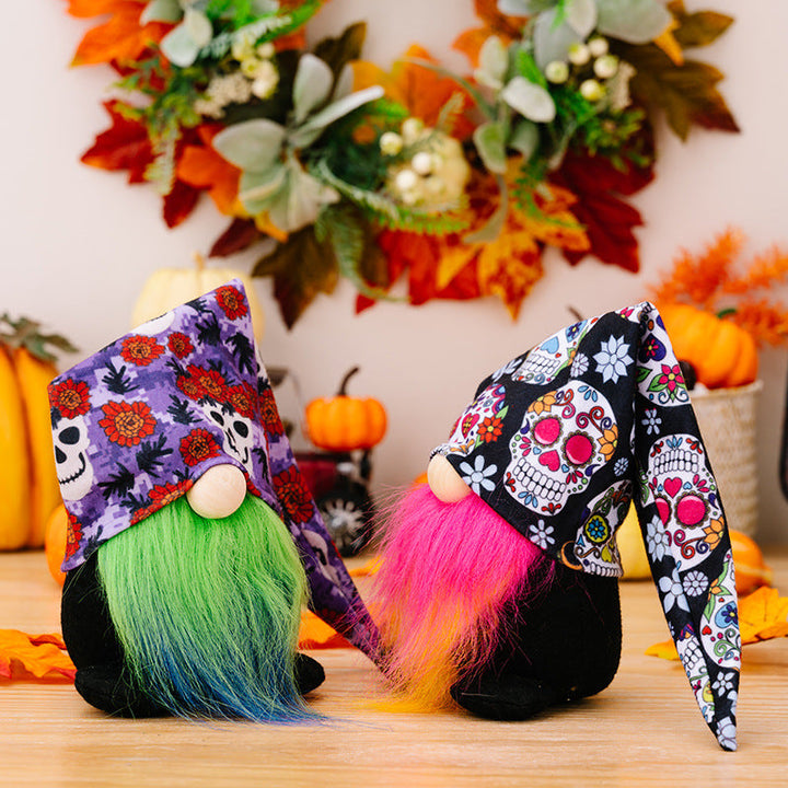 Halloween Gnome Decorations Set of 2 Colorful Hats